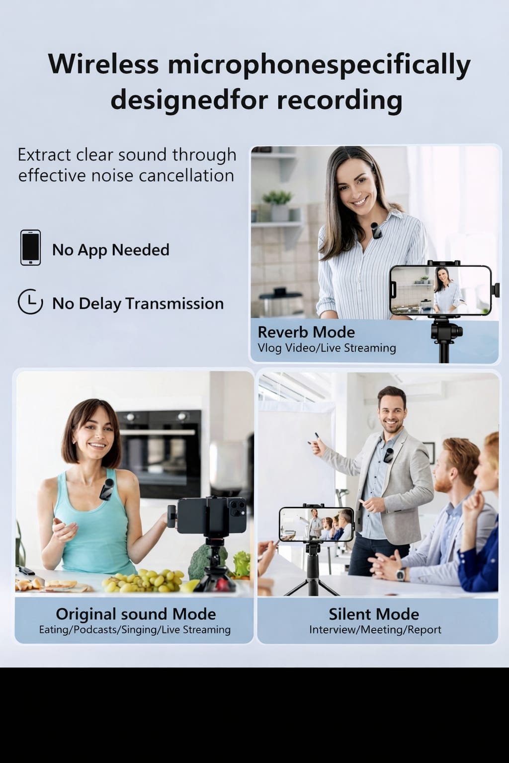 Dual Wireless Lavalier Microphone System – Professional Noise Cancelling Mic for Phone & Content Creation - Image 4