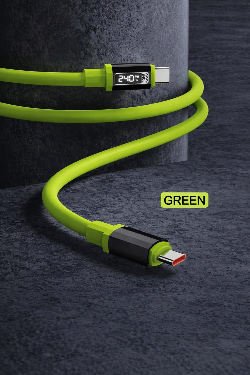 240W USB-C to USB-C Fast Charging Cable – Power Delivery, LED Display, Heavy Duty Braided Design - Image 2