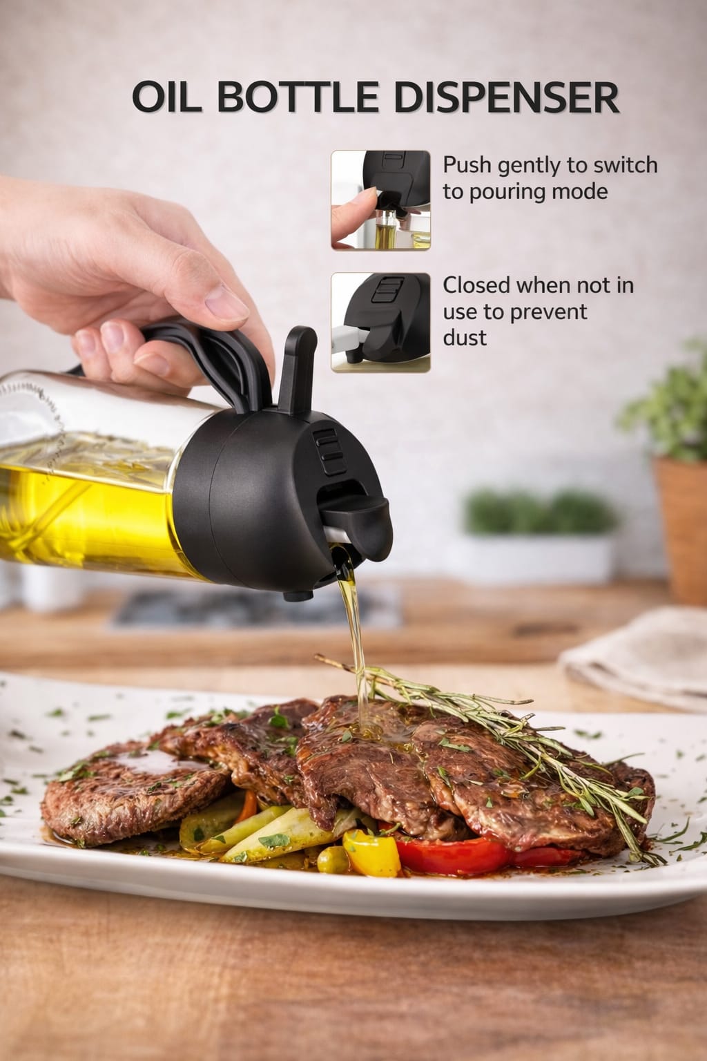 Premium Oil Dispenser Bottle 470ml – Leak-Proof Kitchen Pourer (Durable Plastic) - Image 4