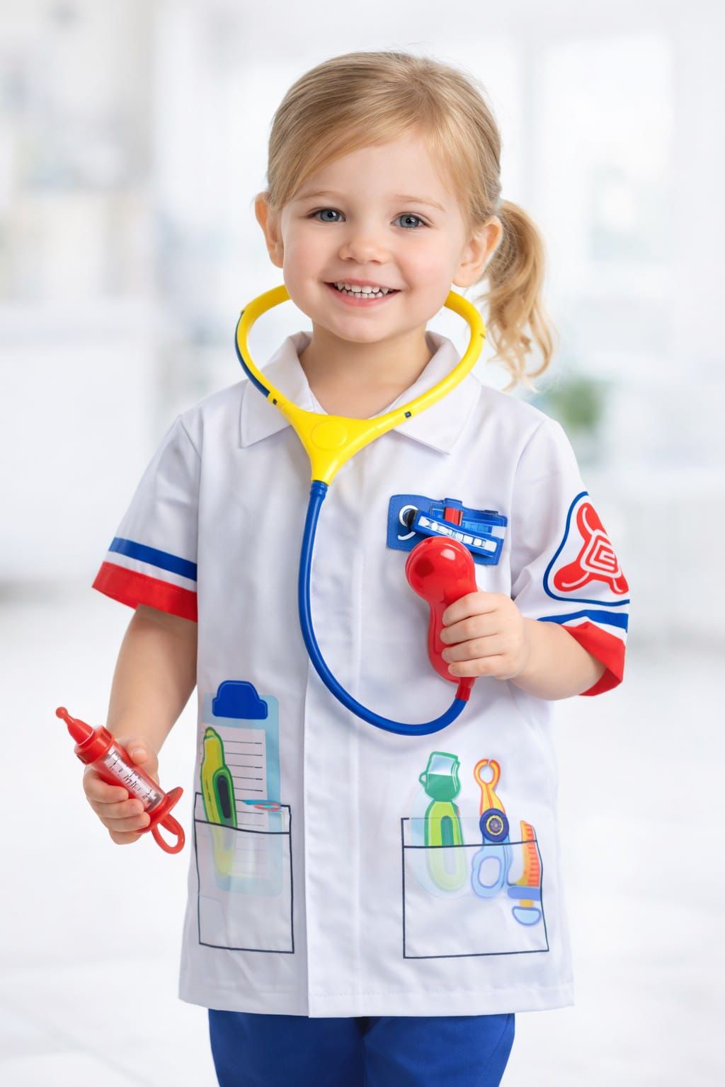 Kids Doctor Costume Set (Age 3+) – Premium Medical Role Play Outfit with Stethoscope & Syringe - Image 2